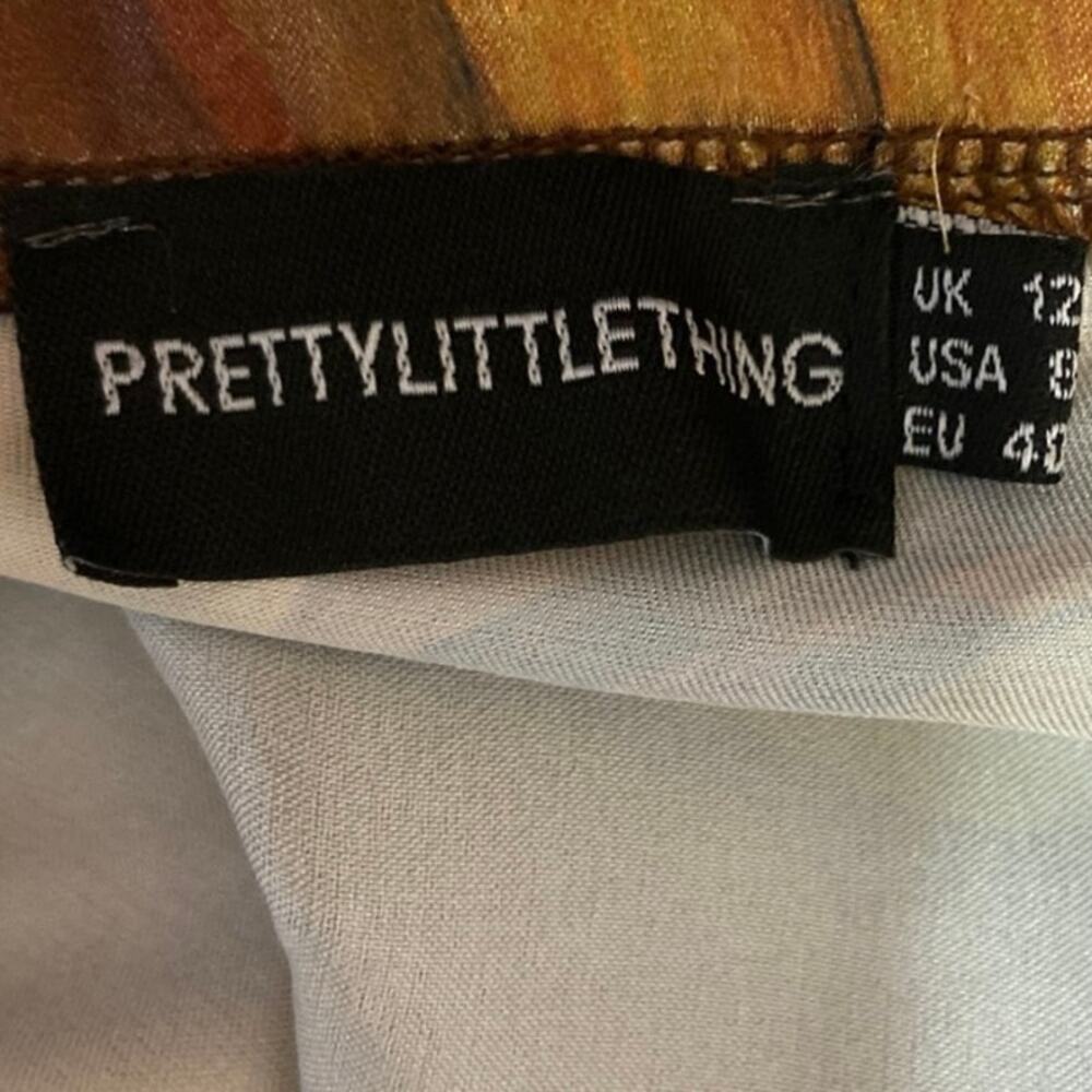 PrettyLittleThing Multicolor Swirl Print Twisted Long Sleeve V-neck Crop Top 8 - Picture 3 of 4